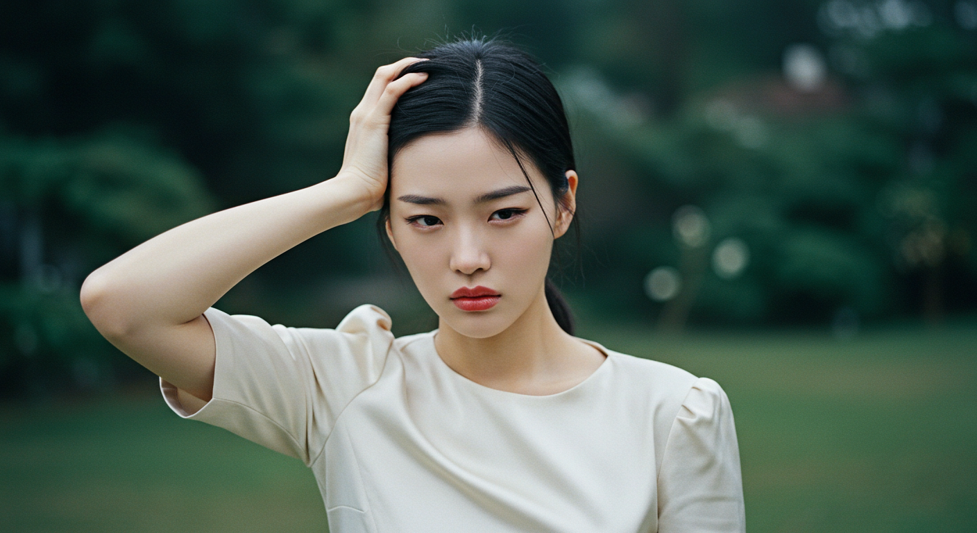 어지러워하는 여성