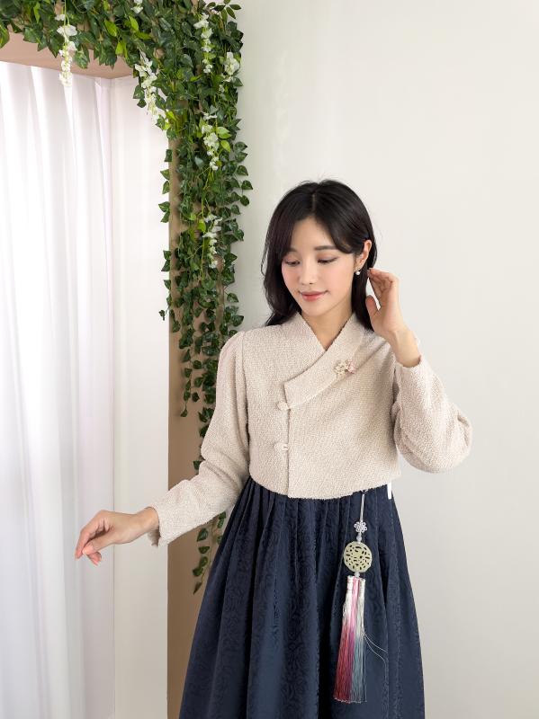 민한복 샤르망 여성 계량 철릭 원피스 여자 개량 퓨전 허리 치마 드레스 생활한복