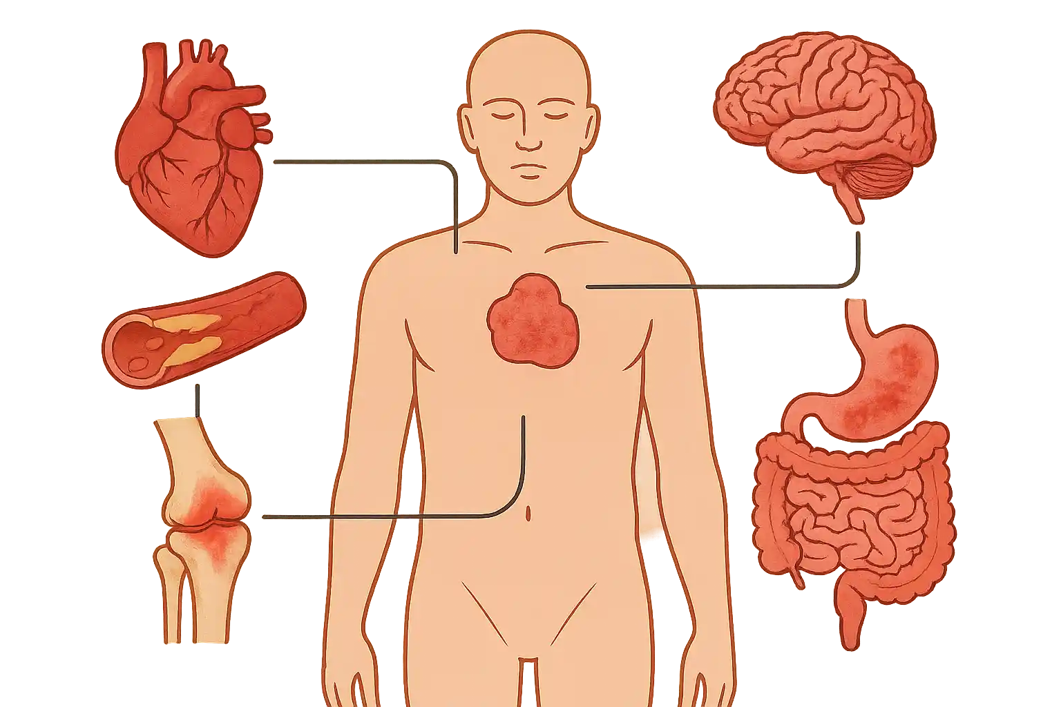 심장&middot;혈관, 뇌, 관절, 소화기 등 전신에 퍼지는 만성염증의 영향