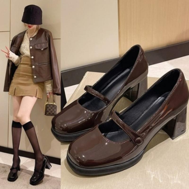 더구두 메리제인 통굽 버클 에나멜 로퍼 -3211