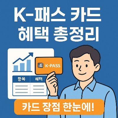 K-패스 카드 혜택 총정리 썸네일 - 교통비 환급 혜택을 안내하는 청년 대상 K-PASS 카드 홍보 이미지