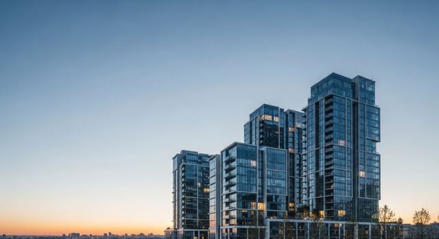 2026년 부동산 고점의 긴장감을 보여주는 해질녘 아파트 단지 전경