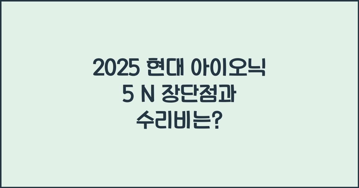 2025 현대 아이오닉 5 N 장단점 결함 수리비