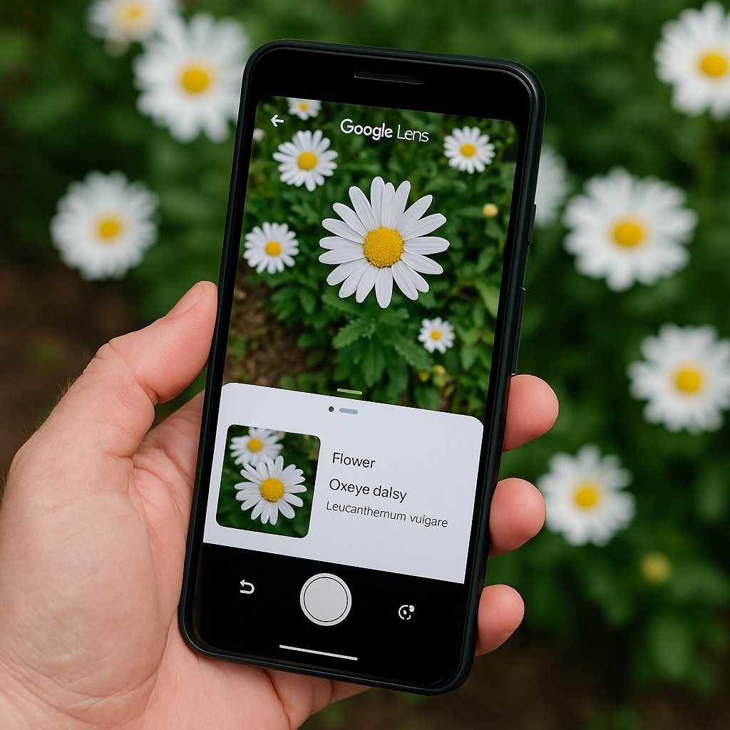 구글 렌즈 식물 인식 실습 장면