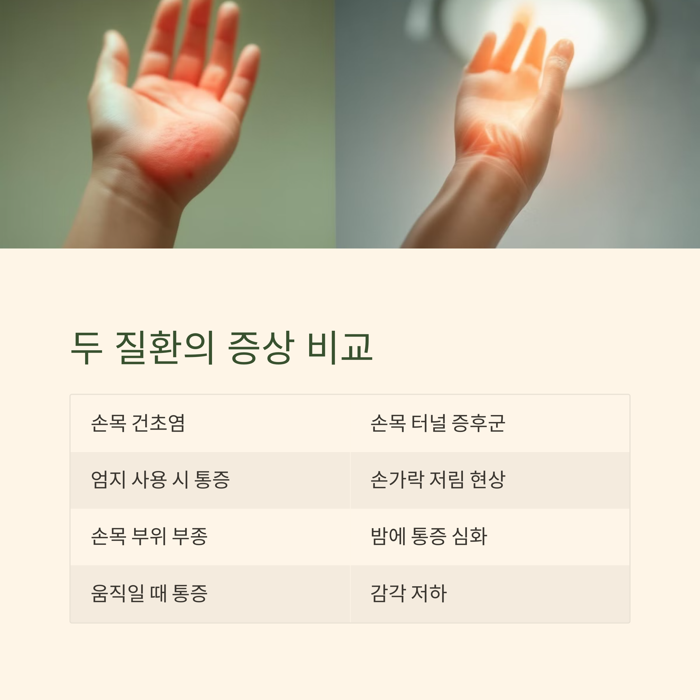 손목 건초염 vs손목 터널 중후군