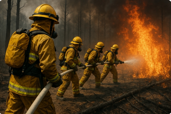 산불 진화하는 소방대원 모습