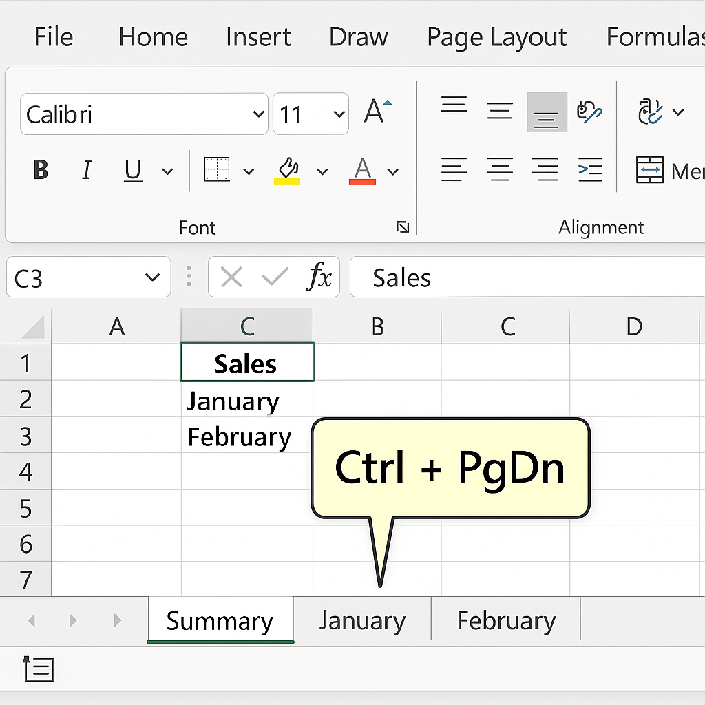 시트 간 빠른 이동 단축키 활용 관련 사진