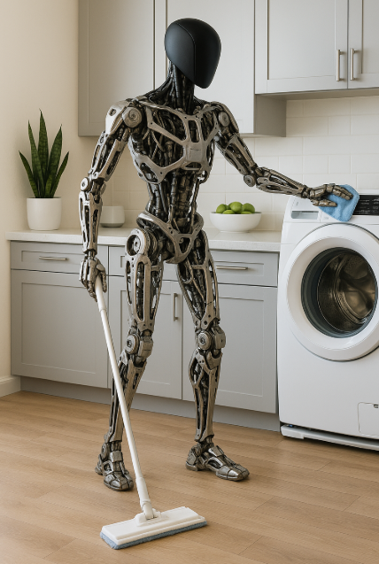 스마트홈에서 가사를 돕는 옵티머스 로봇