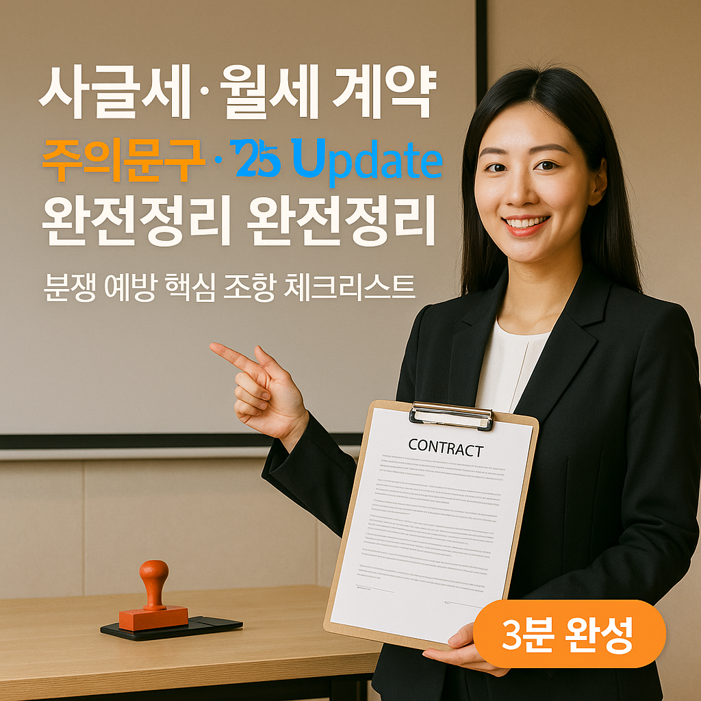 사글세·월세 계약 | 주의문구·필수조항 ’25 Update 완전정리