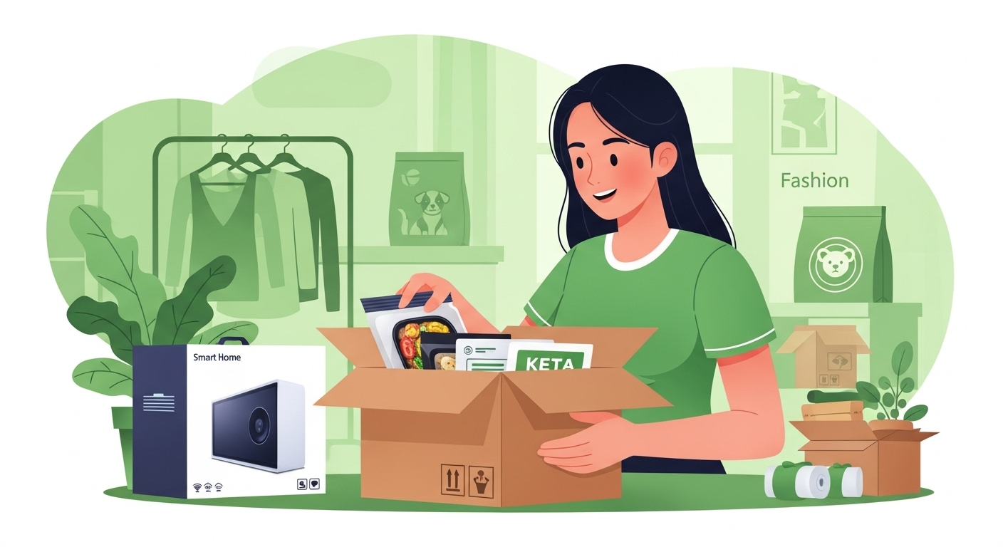 2025년, 편리하고 스마트한 생활을 즐기는 다양한 구독 서비스가 어우러진 현대인의 모습