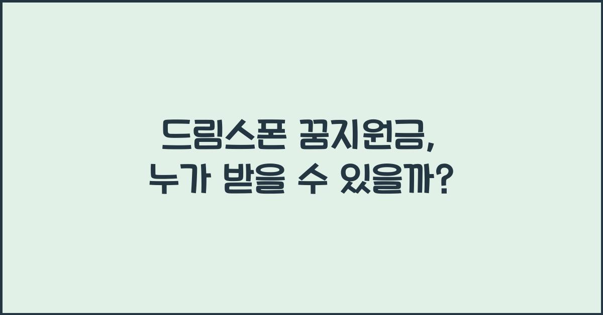 드림스폰 꿈지원금