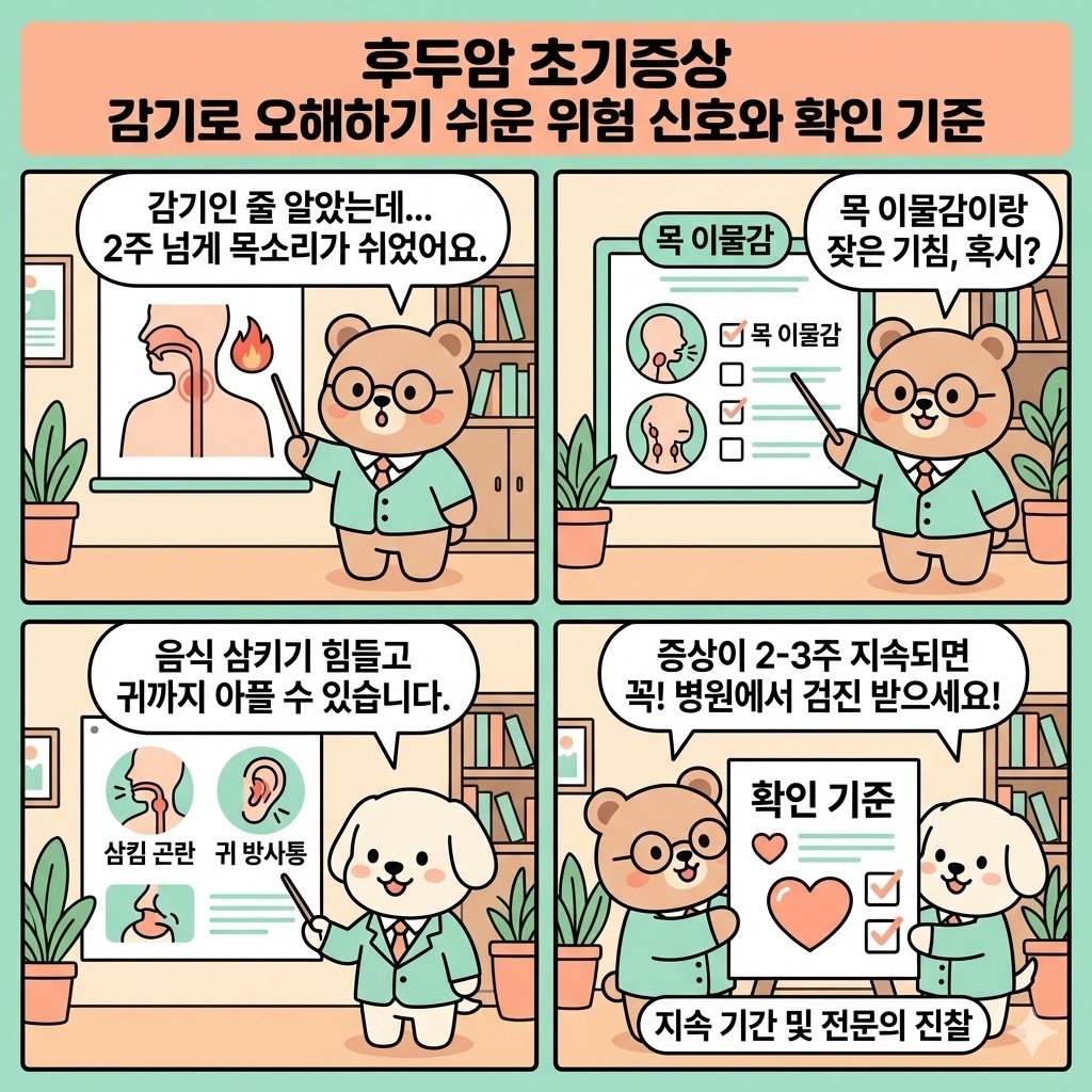 후두암 초기증상 감기로 오해하기 쉬운 위험 신호와 확인 기준