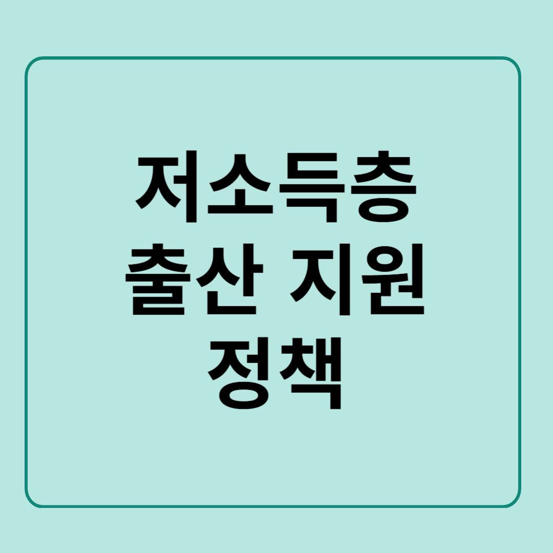 저소득층 출산 지원 정책