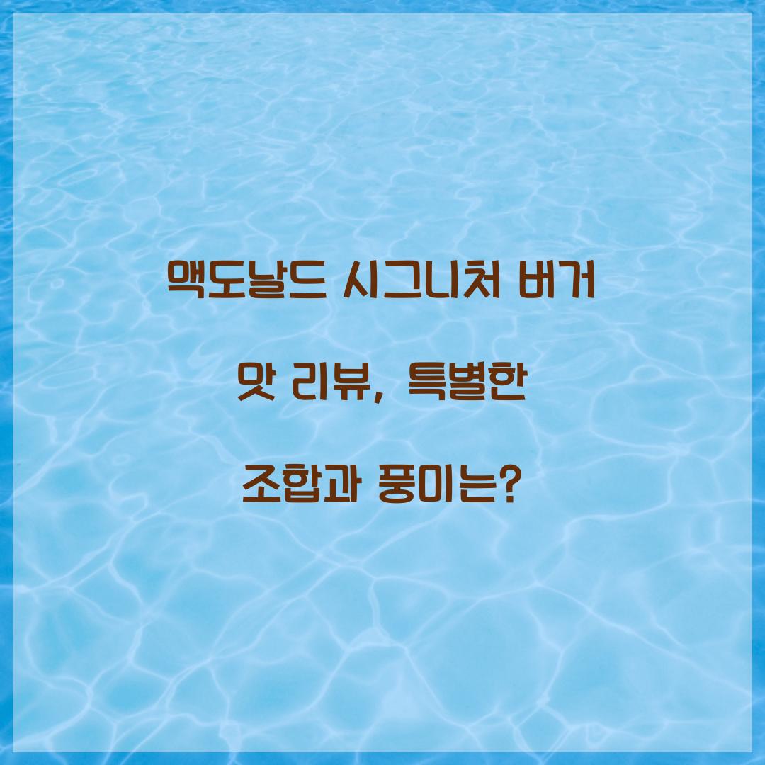 맥도날드 시그니처 버거 맛 리뷰