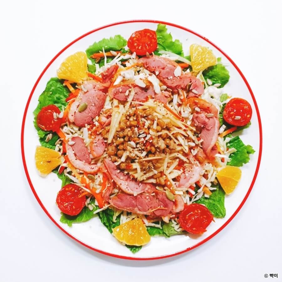 다이어트-저녁-식단-훈제오리-사과샐러드-만들기