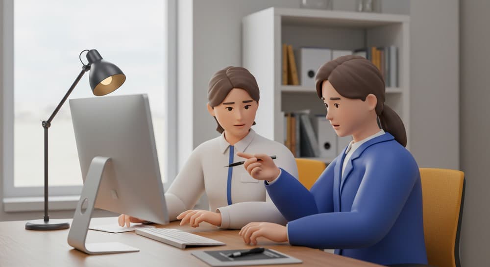 사회복지 상담과 복지 모의계산 장면