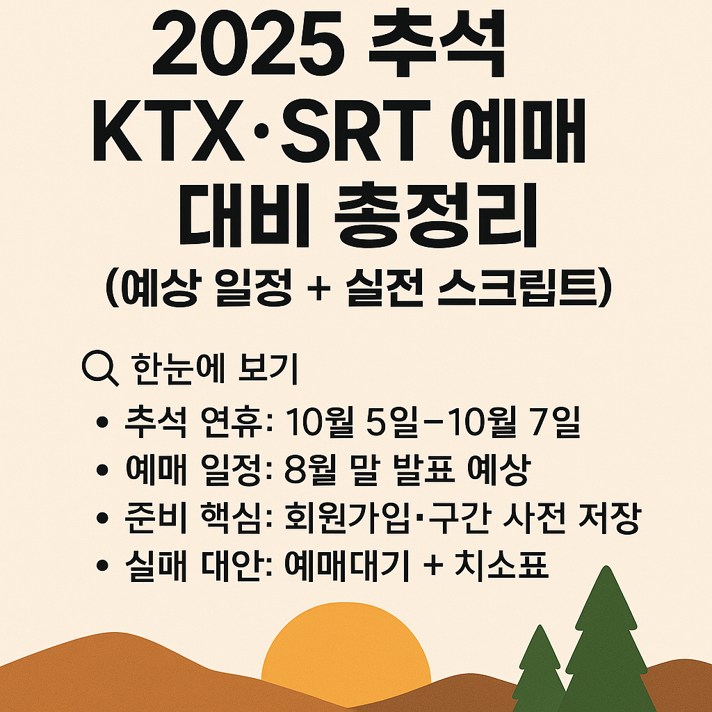 2025 추석 KTX·SRT 예매 대비 총정리 안내 이미지