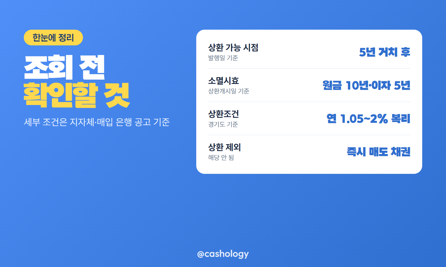 지역개발채권 상환 대상과 소멸시효 정리표