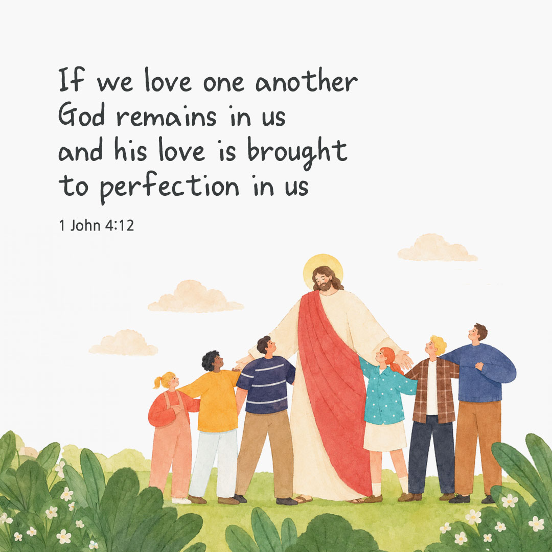 Today's Bible verse card 1 John 4:12 scripture image