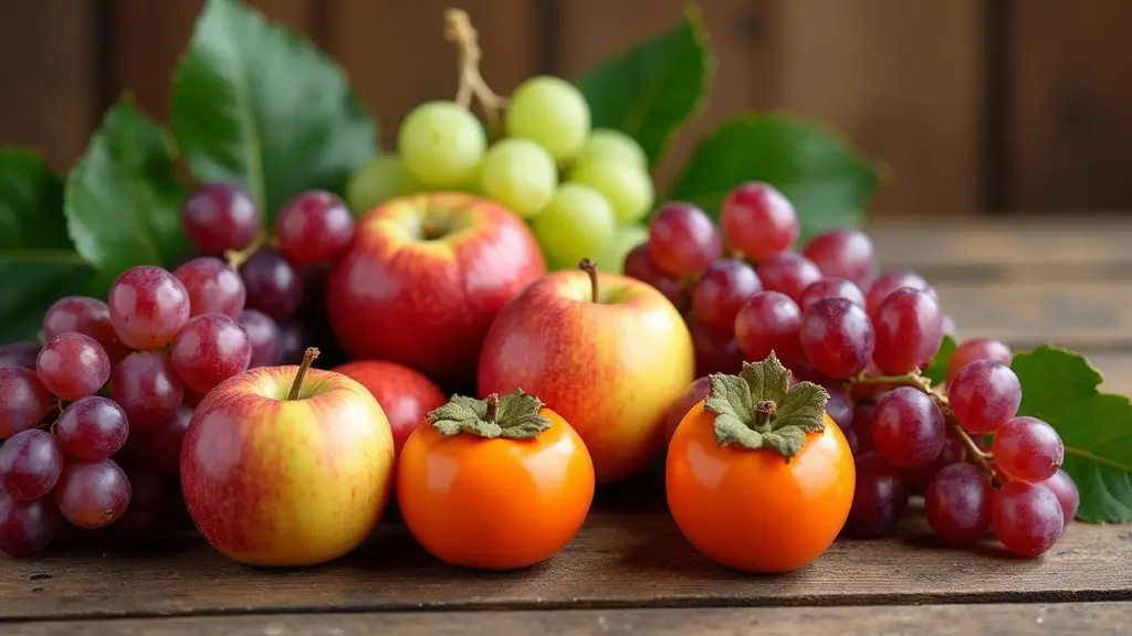 달성군 특산물 , 감, 사과,포도 그림