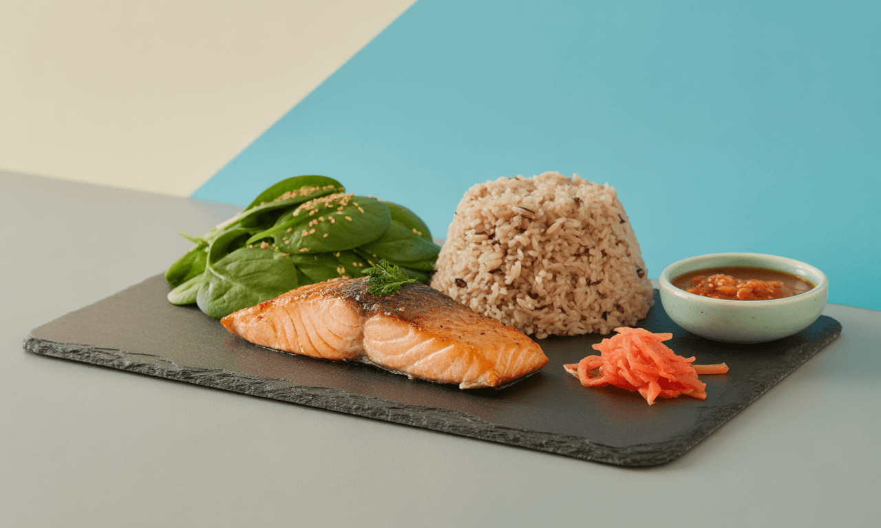 과민성대장증후군-식단구성-점심식단-현미밥-구운연어