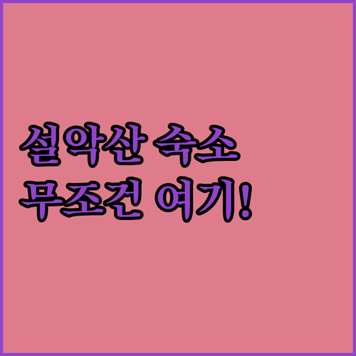 설악산 숙소 추천 TOP 5 위치 장..