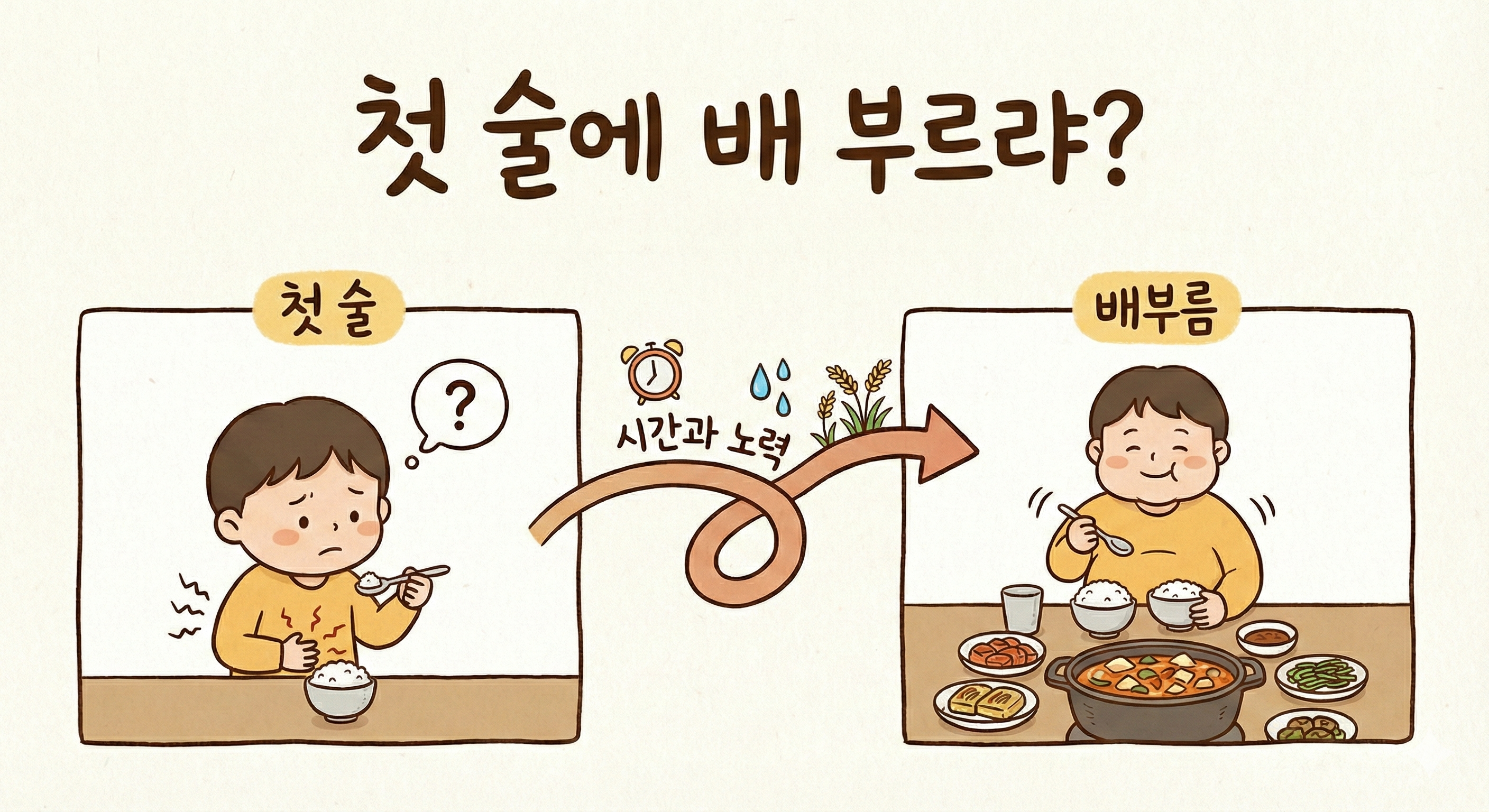 첫 술에 배 부르랴