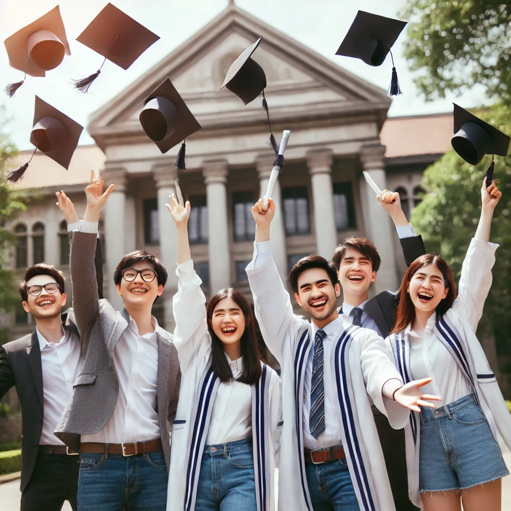 졸업하는 대학생들 이미지