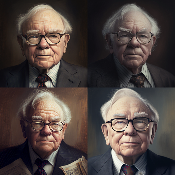 ai가 그린 워런버핏 사진 4장