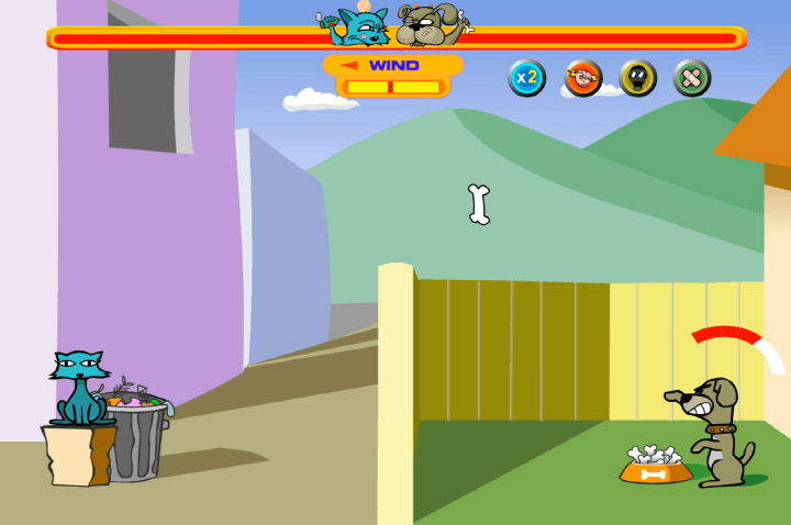 게이지를-조절하여-고양이에게-뼈다귀를-던지는-화면