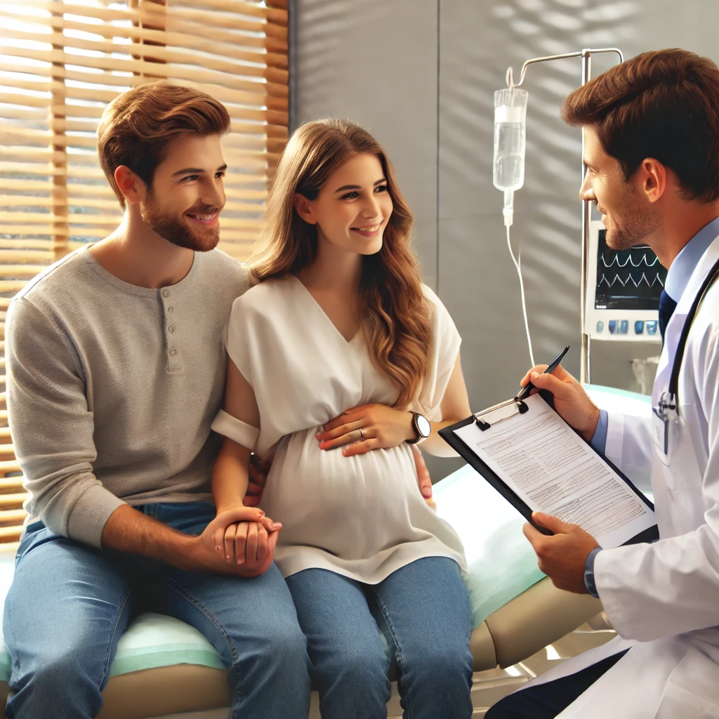 신혼부부가 임신준비로 건강검진을 하고 있는 모습