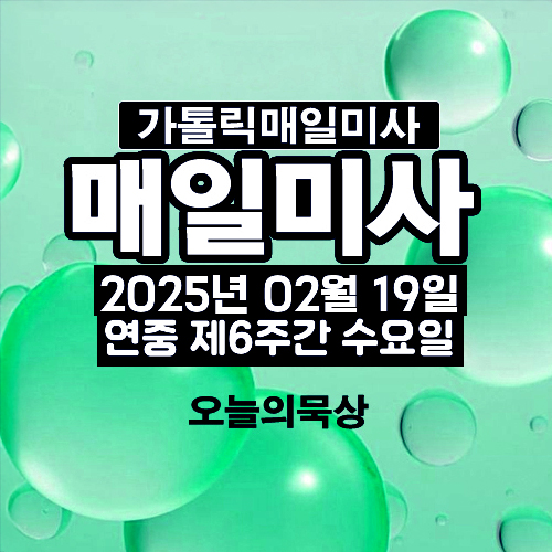 2025년 2월 19일 매일미사 연중 제6주간 수요일 오늘의 묵상