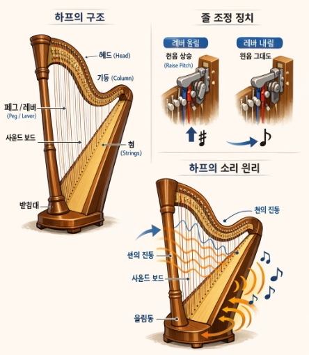 하프의 구조와 원리 관련 그림