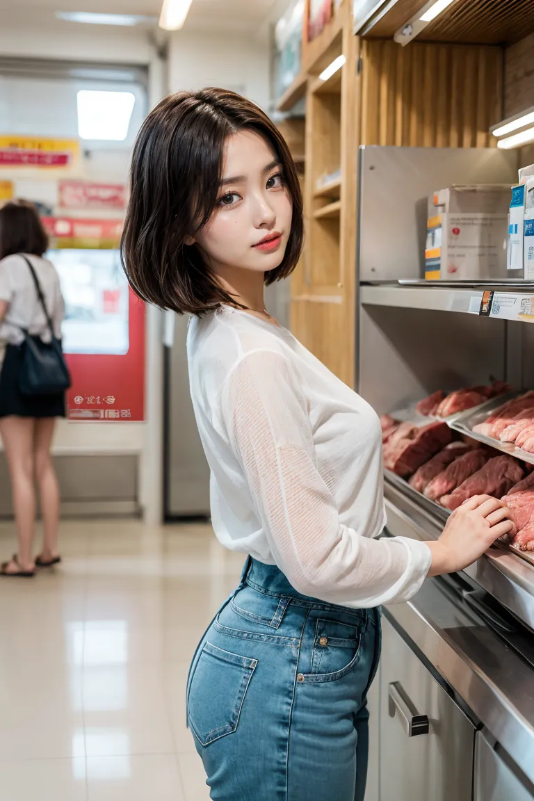 편의점 마트 쇼핑 컨셉 실사 모델 AI 룩북 - 편의점 마트 쇼핑 컨셉 Stable diffusion AI Picture-Shopping
