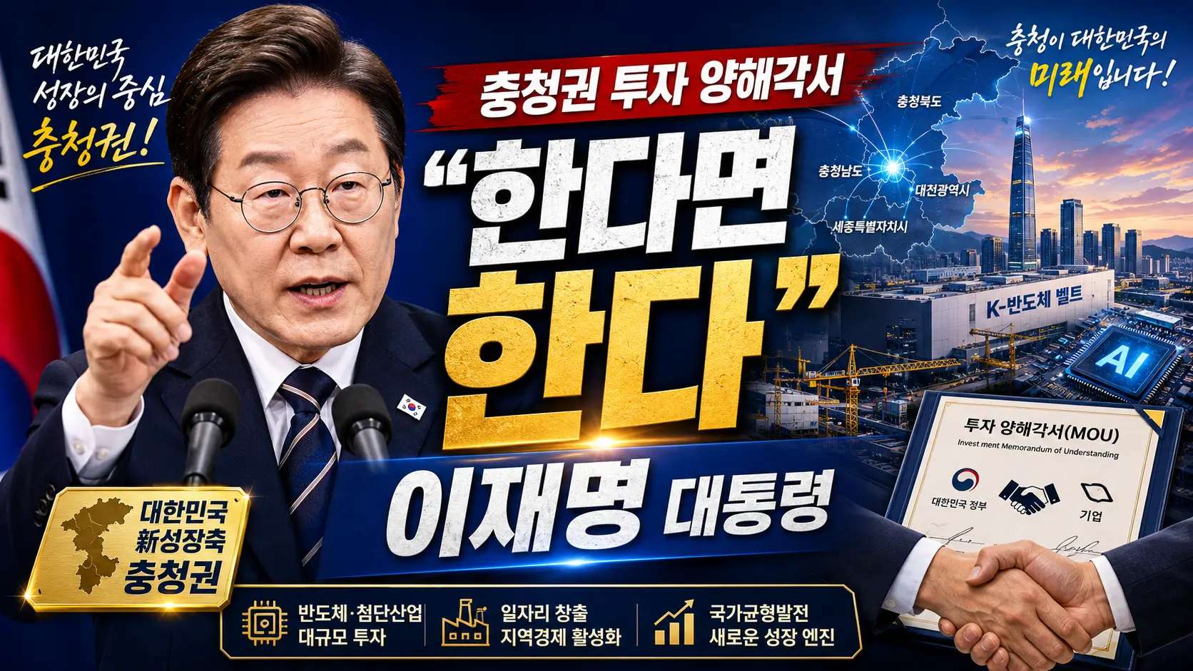 충청권 투자 양해각서 한다면 한다 이재명대통령