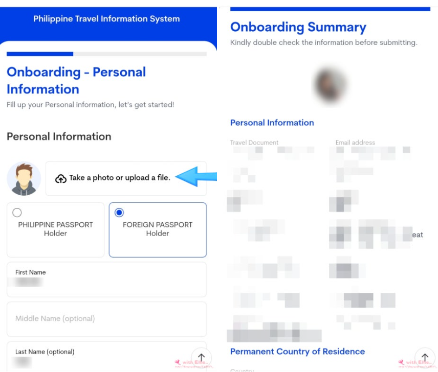 필리핀 입국 이트래블 작성방법