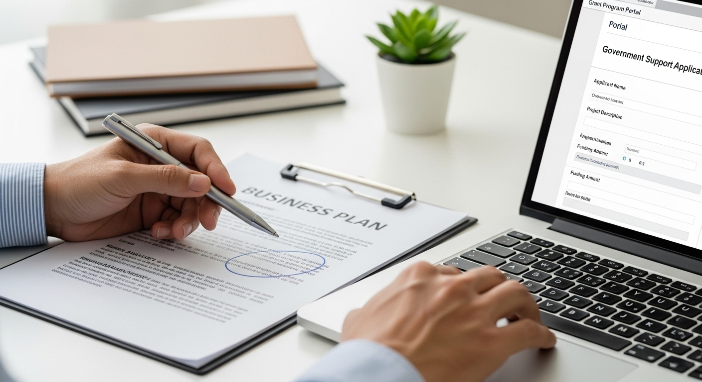 사업계획서를 작성하며 정부 지원금을 신청하기 위해 준비하는 소상공인의 손.
마무리하며: 2025년, 소상