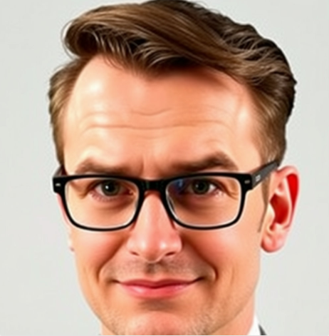 비대칭 얼굴 보안 한 안경을 낀 남자 사진