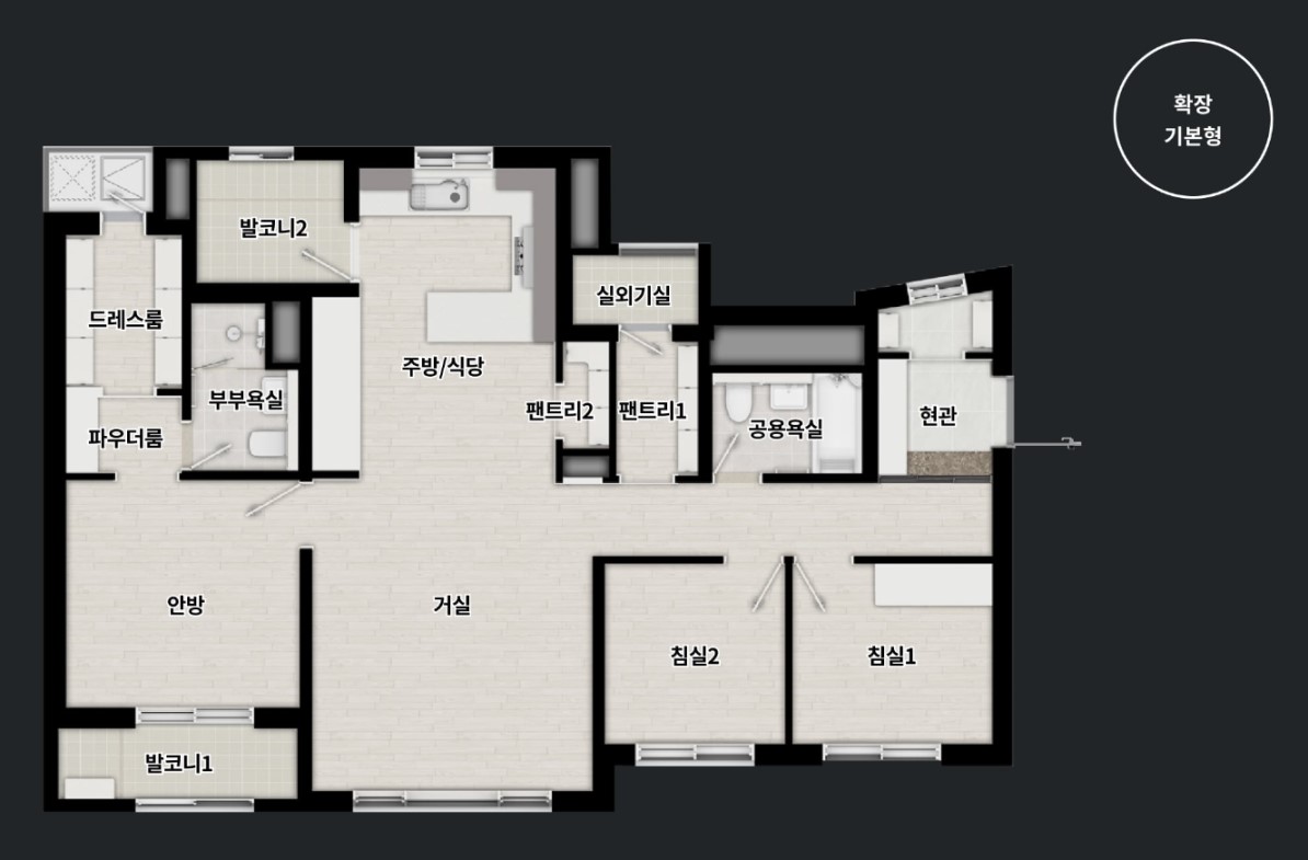 강변역 센트럴 아이파크 84B타입 평면도