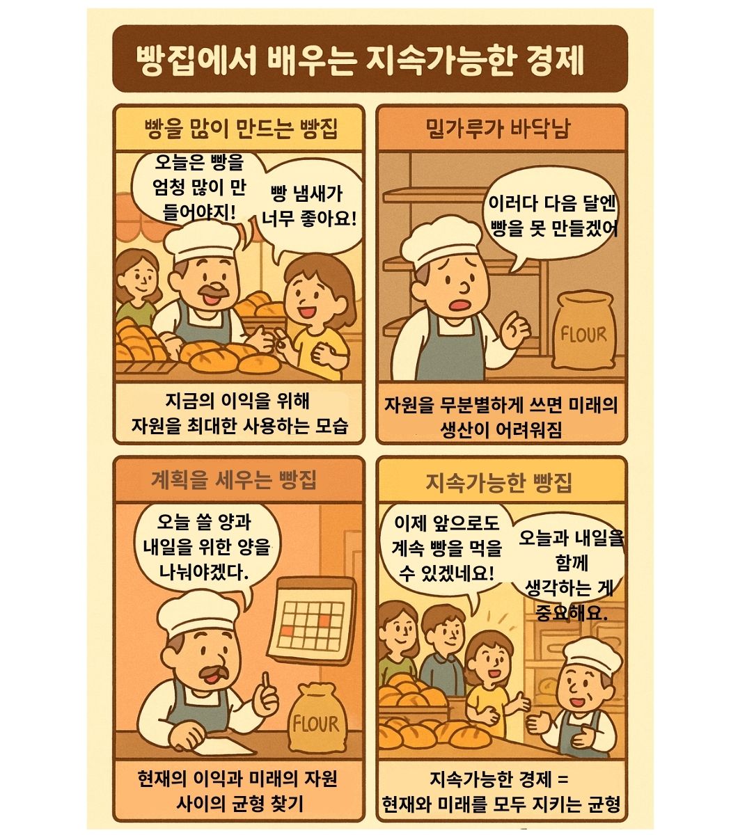 빵집에서 지속가능한 경제를 배우는 4컷 교육 만화