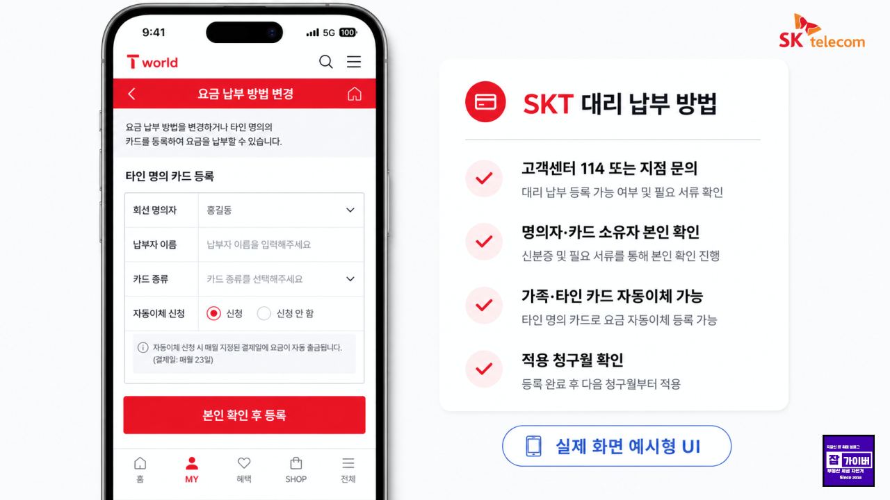SKT 핸드폰 요금 타인 명의 카드 대리납부와 1554 납부 방법