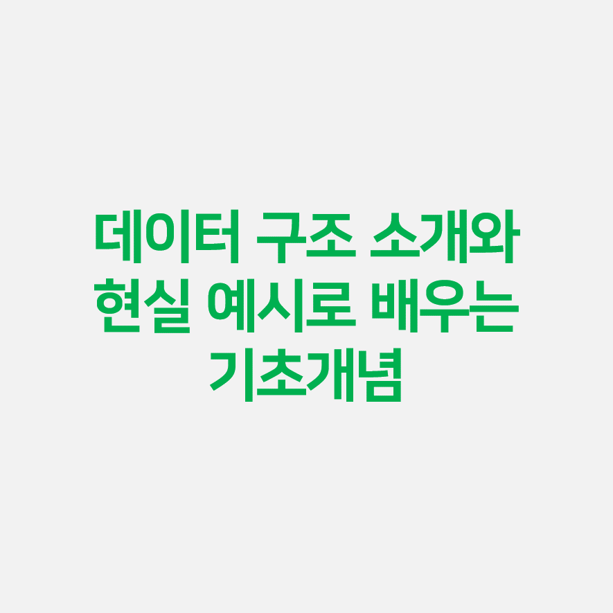 데이터 구조 소개와 현실 예시로 배우는 기초개념
