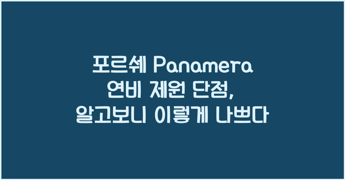 포르쉐 Panamera 연비 제원 단점