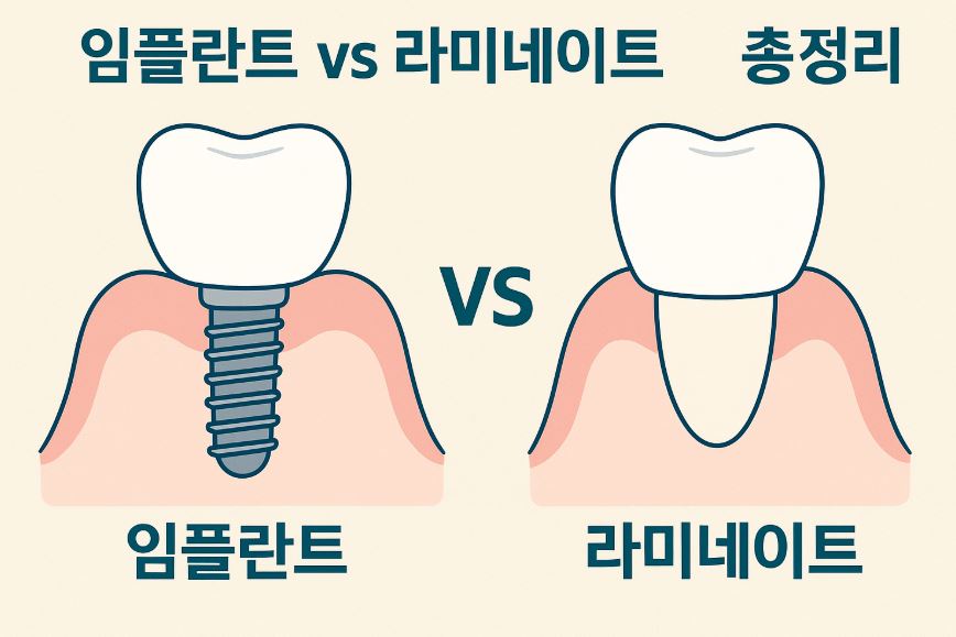 임플란트, 라미네이트 비교 문구 이미지
