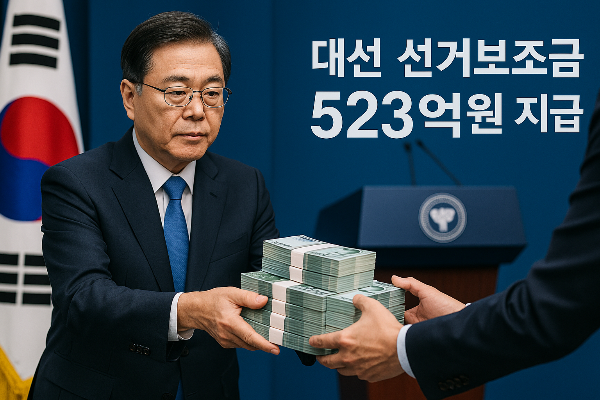선관위, 대선 선거보조금 523억 지급!