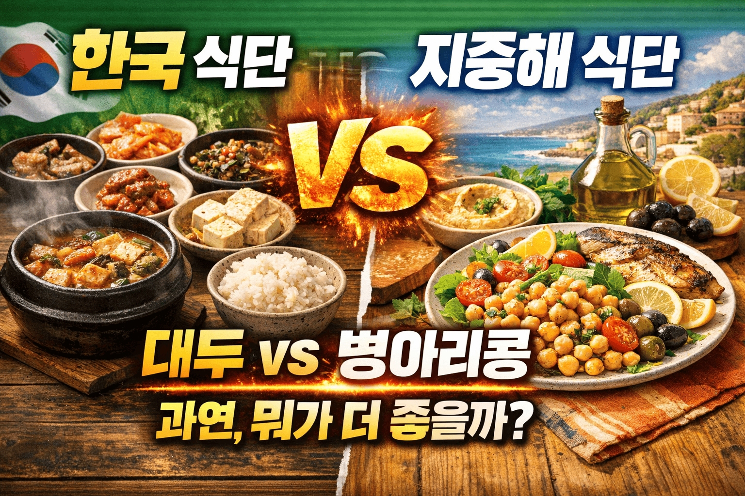 병아리콩 대두 비교 (한국 식단 vs 지중해 식단)
