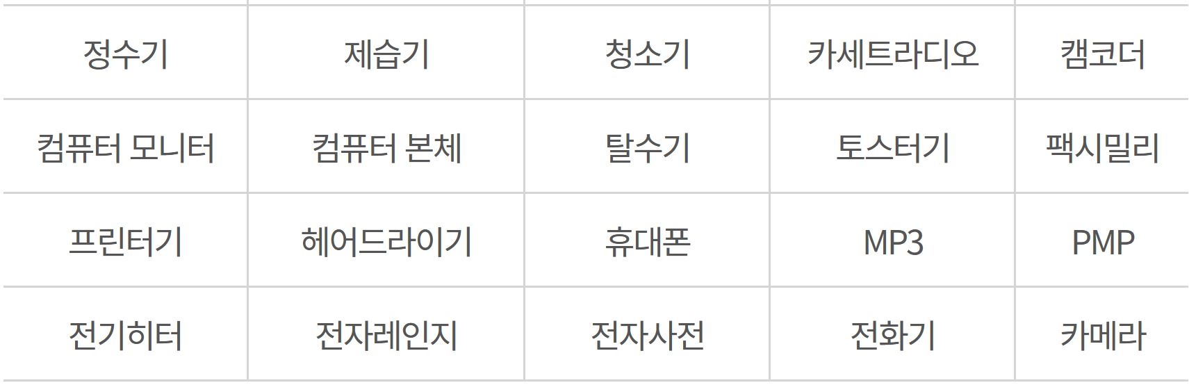 무상 수거 소형가전제품