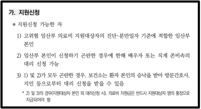고위험임산부 의료비지원 조건확인