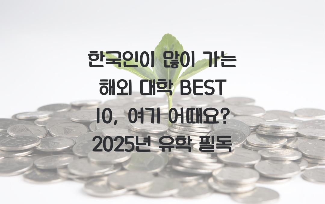 한국인이 많이 가는 해외 대학 BEST 10, 여기 어때요?