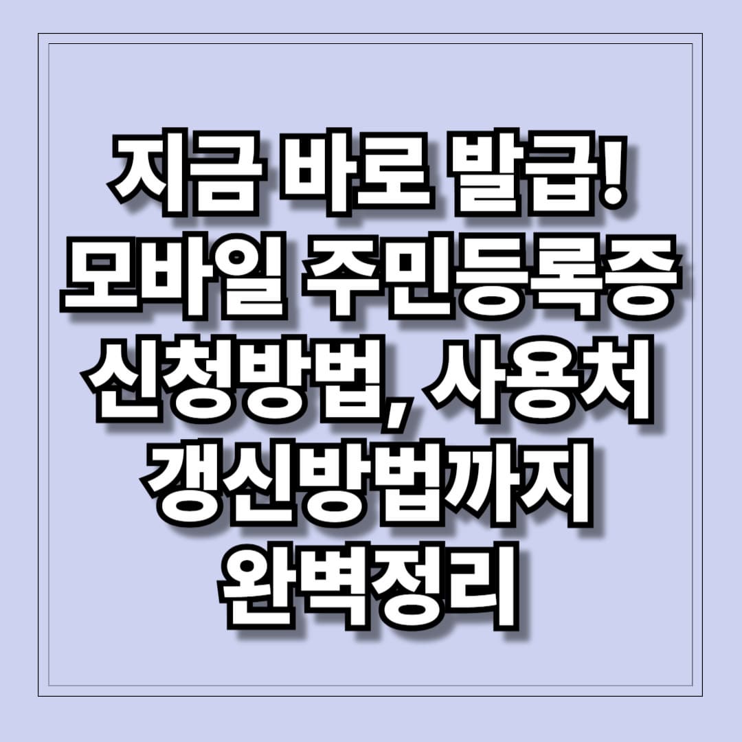 모바일 주민등록증 신청방법, 사용처, 갱신방법까지 완벽정리